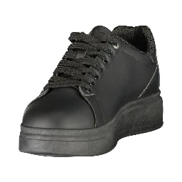 Black Polyester Athletic Sneakers