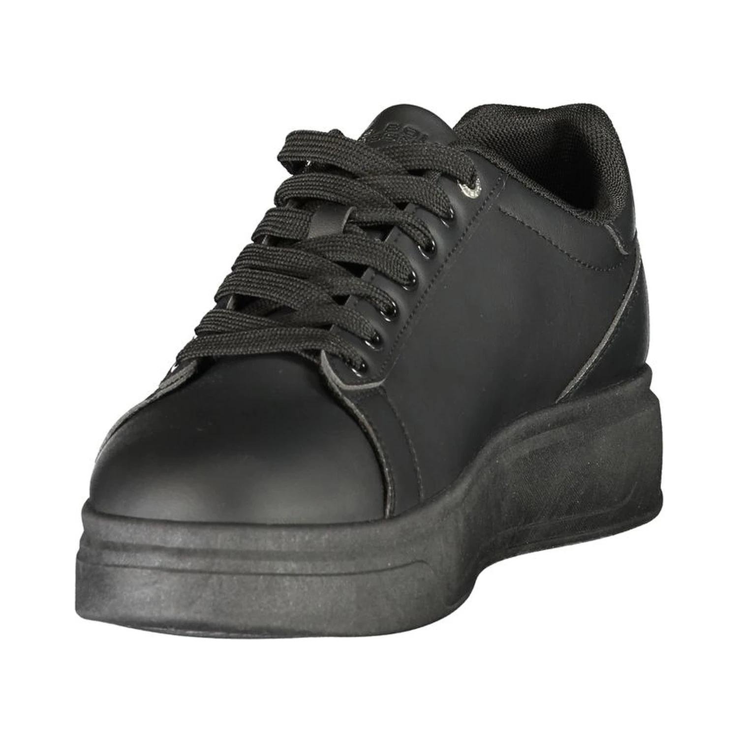 Black Polyester Athletic Sneakers