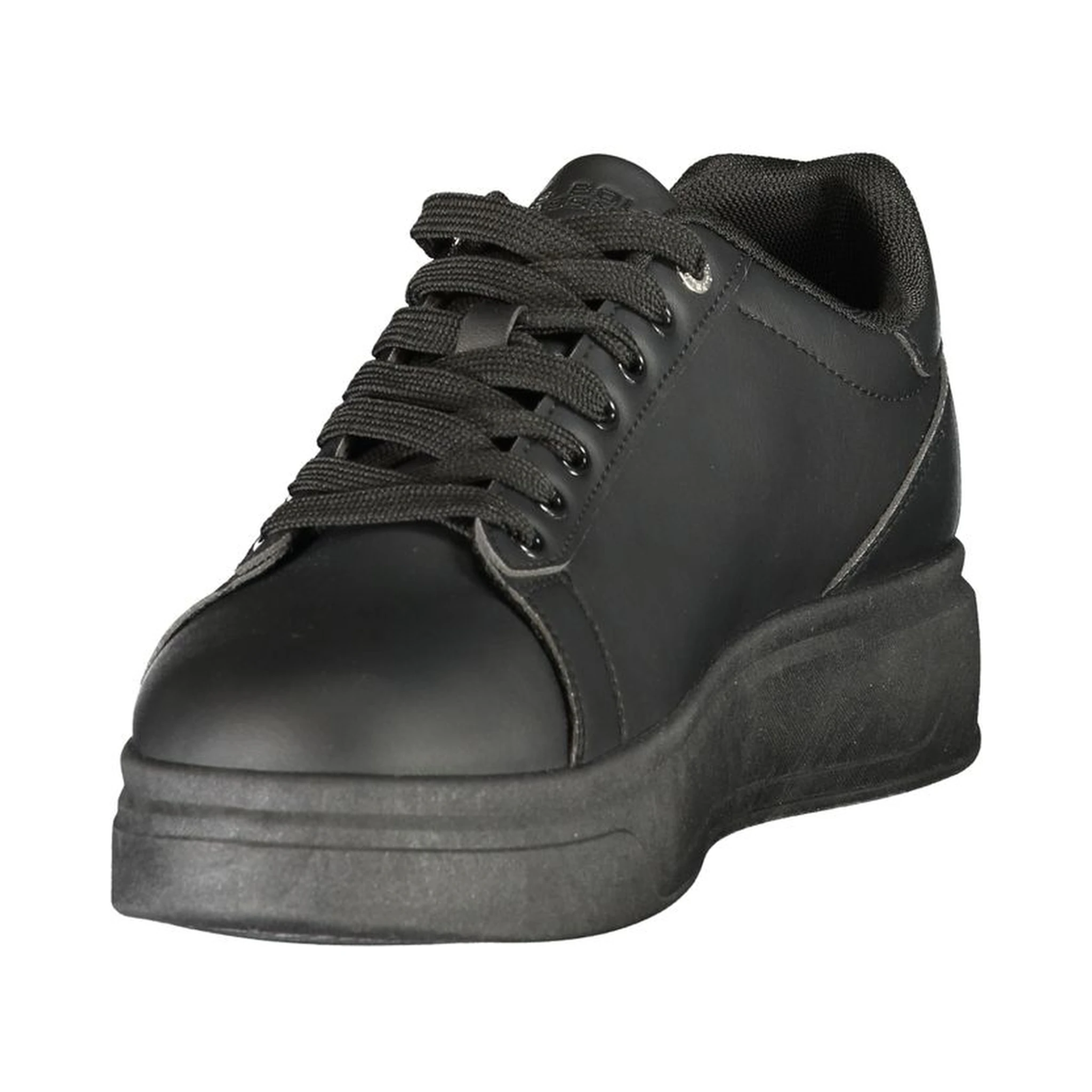 Black Polyester Athletic Sneakers