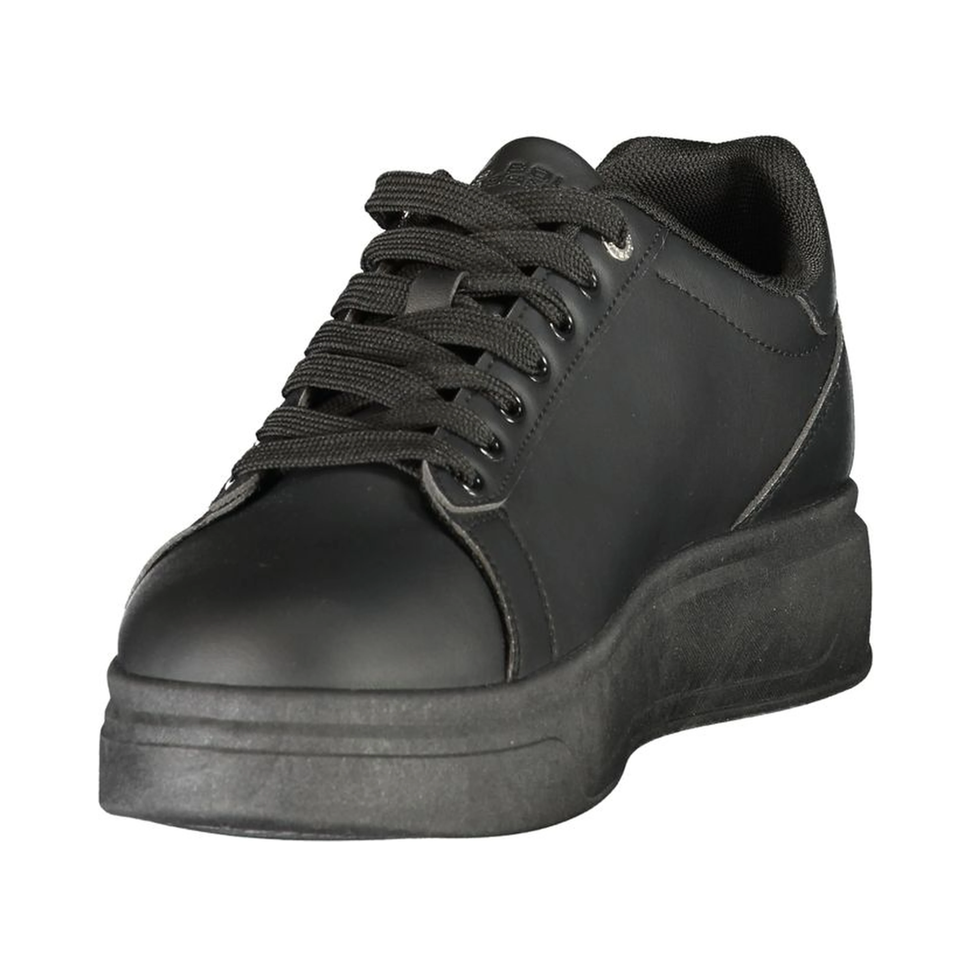 Black Polyester Athletic Sneakers