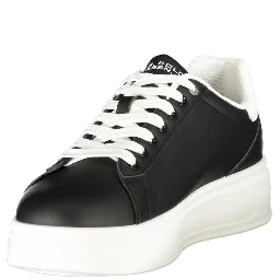 Black Polyester Athletic Sneakers