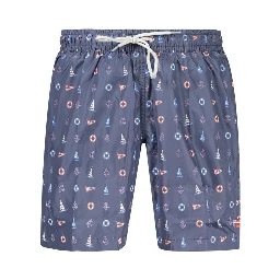 Blue Polyester Men's Swim Shorts