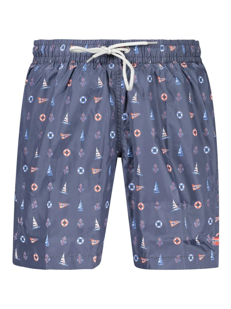 Blue Polyester Men's Swim Shorts