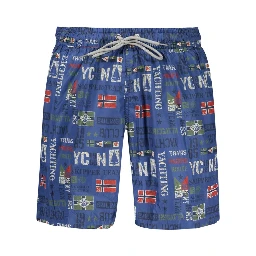 Blue Polyester Men's Swimwear