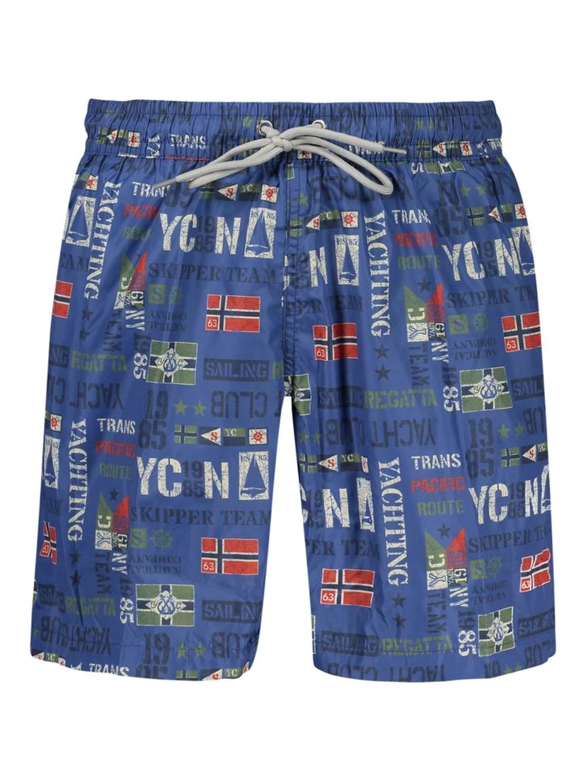 Blue Polyester Men's Swimwear