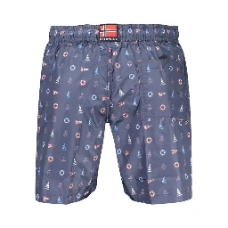 Blue Polyester Men's Swim Shorts
