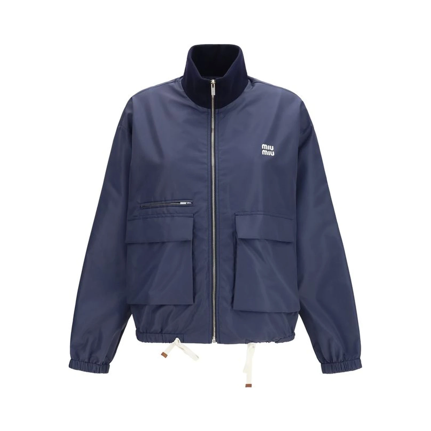 Blue Polyester Full-Length Jacket