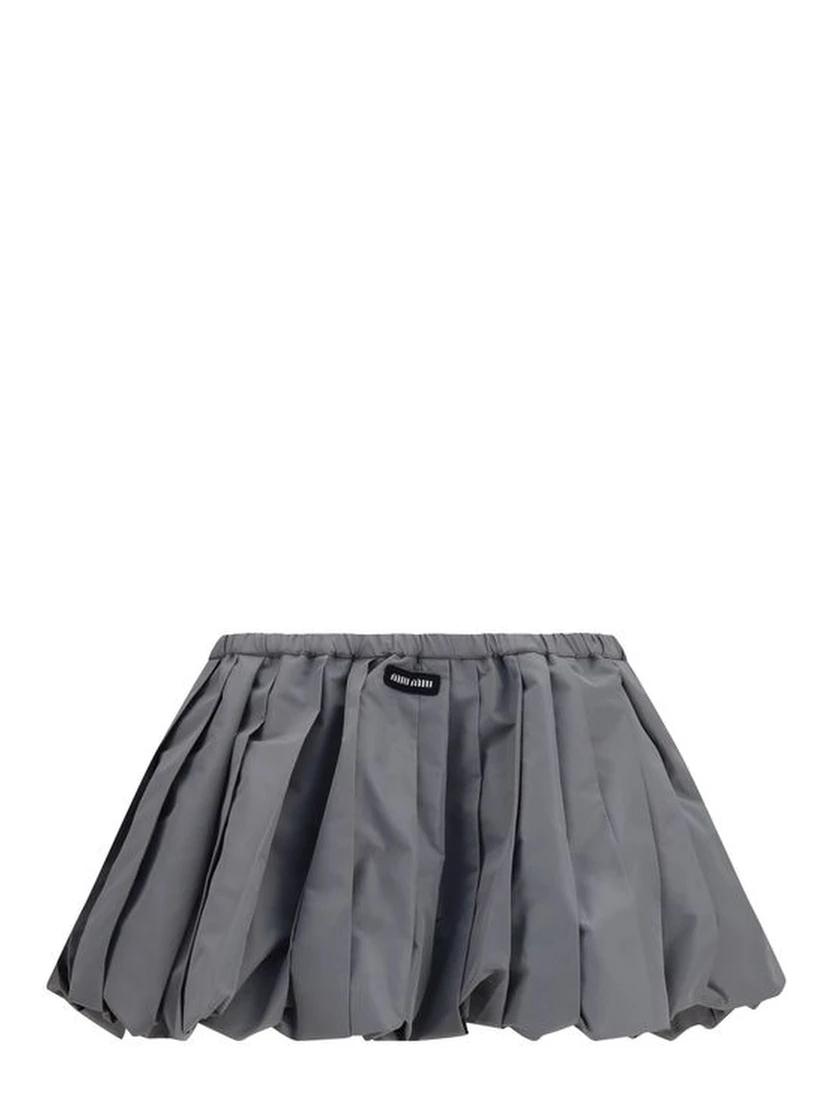 Gray Polyester Mini Skirt