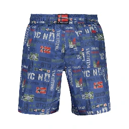 Blue Polyester Men's Swimwear