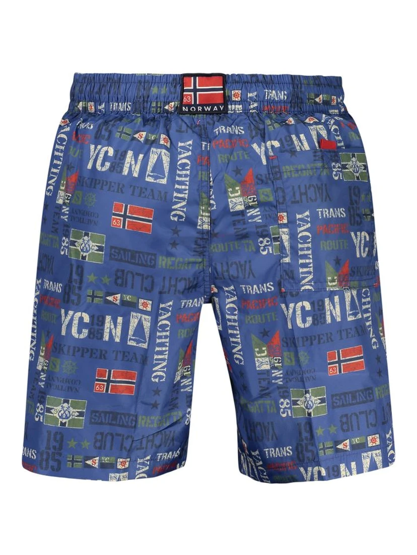 Blue Polyester Men's Swimwear