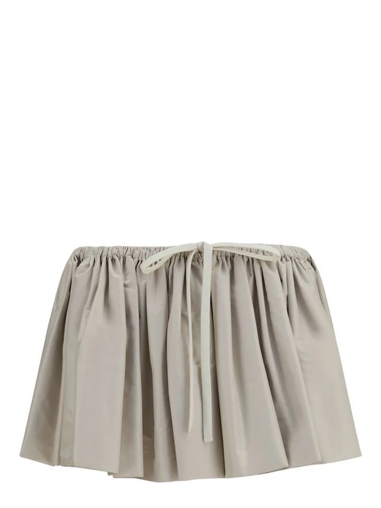 Beige Polyester Mini Skirt