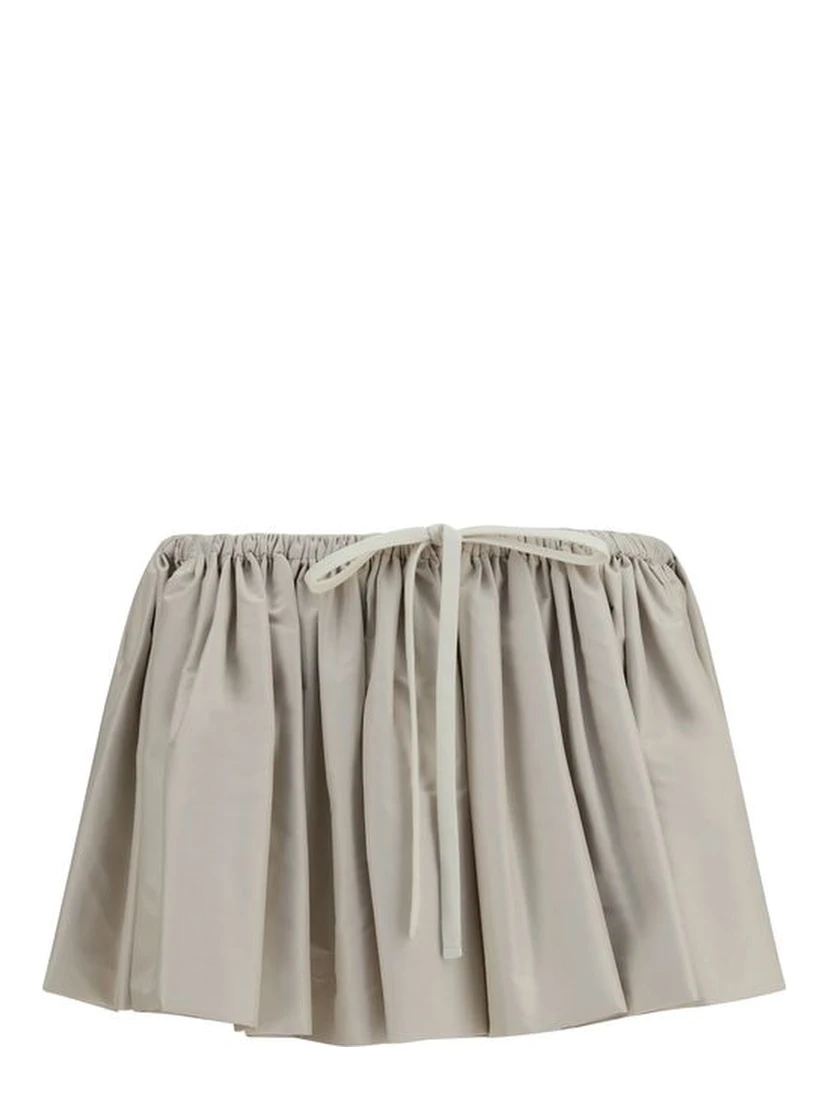 Beige Polyester Mini Skirt