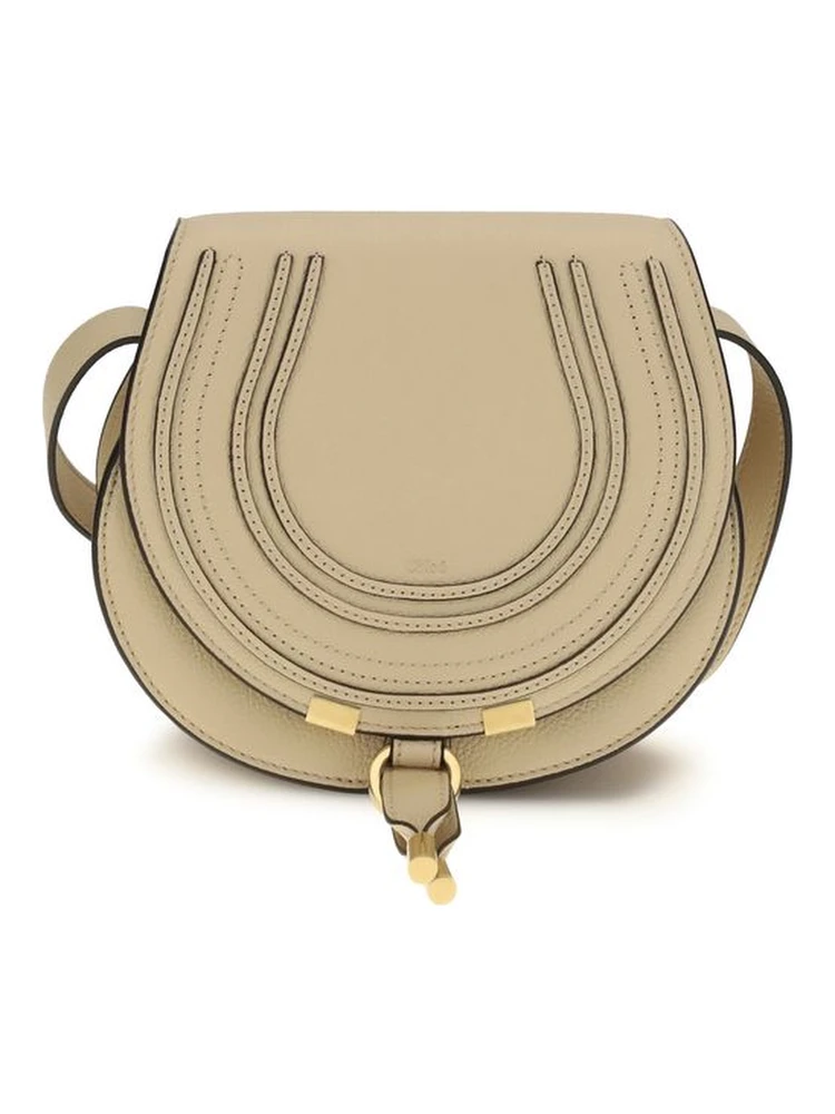 Beige Calf Leather Bos Taurus Shoulder Bag