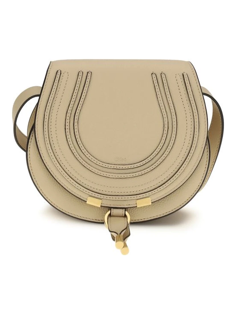 Beige Calf Leather Bos Taurus Shoulder Bag