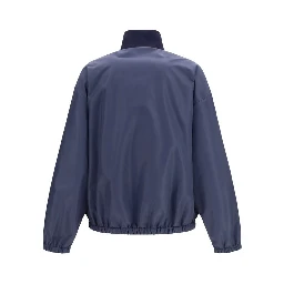Blue Polyester Full-Length Jacket