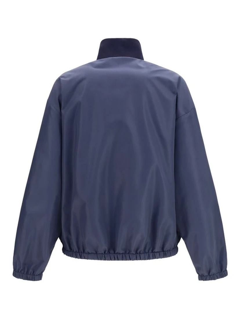 Blue Polyester Full-Length Jacket