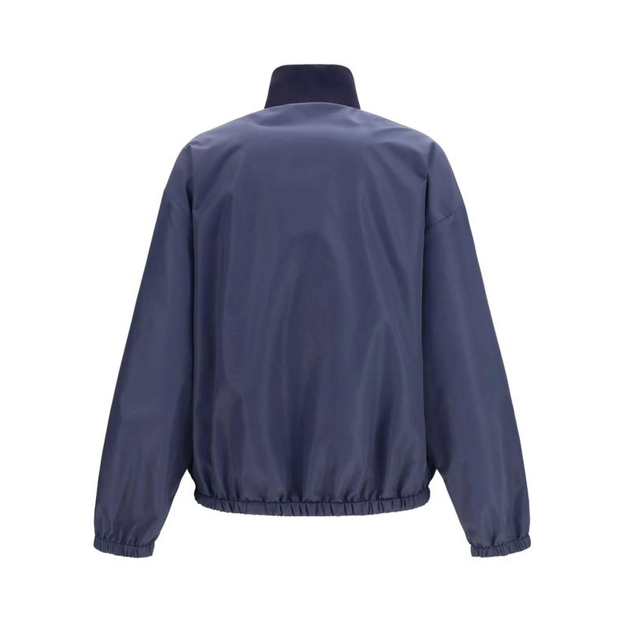 Blue Polyester Full-Length Jacket
