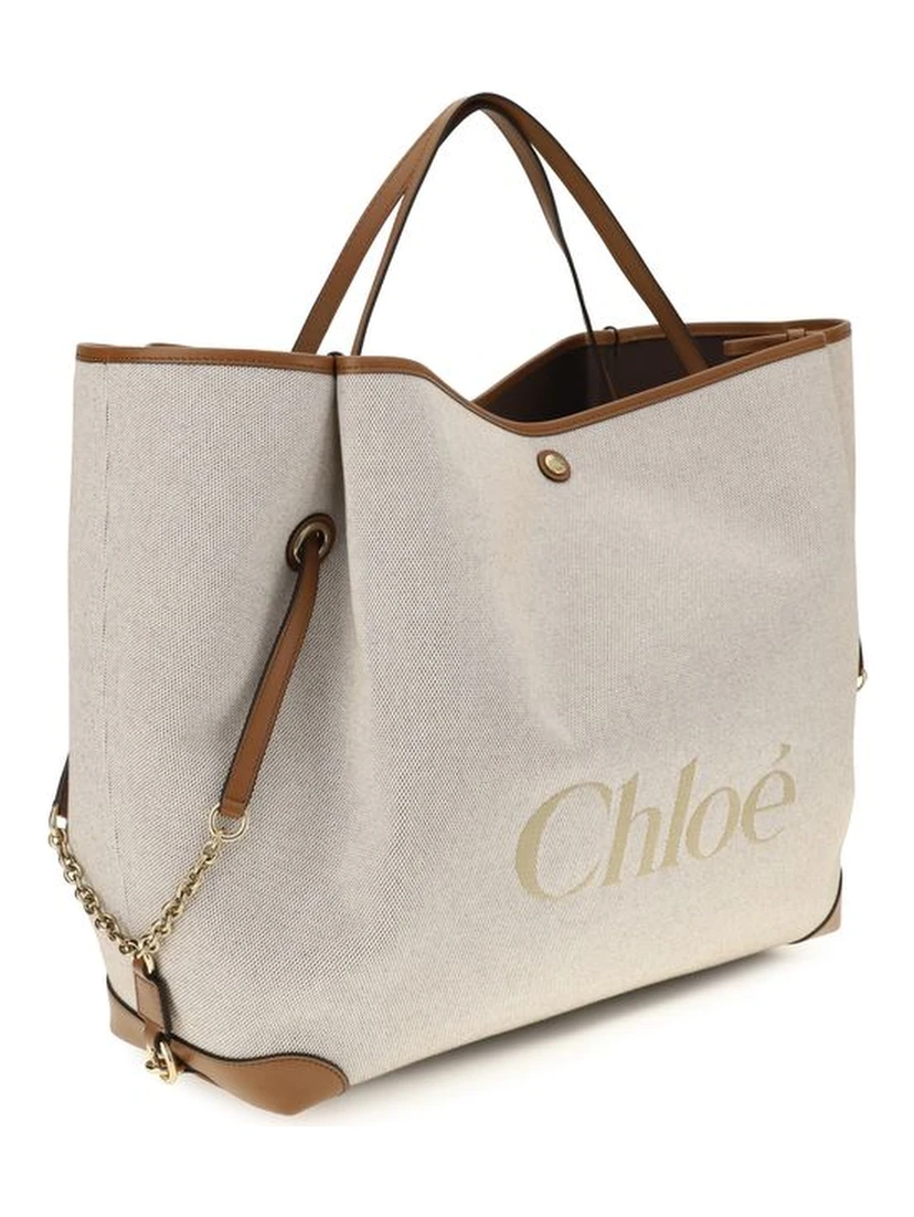 Beige Cotton Shoulder Bag