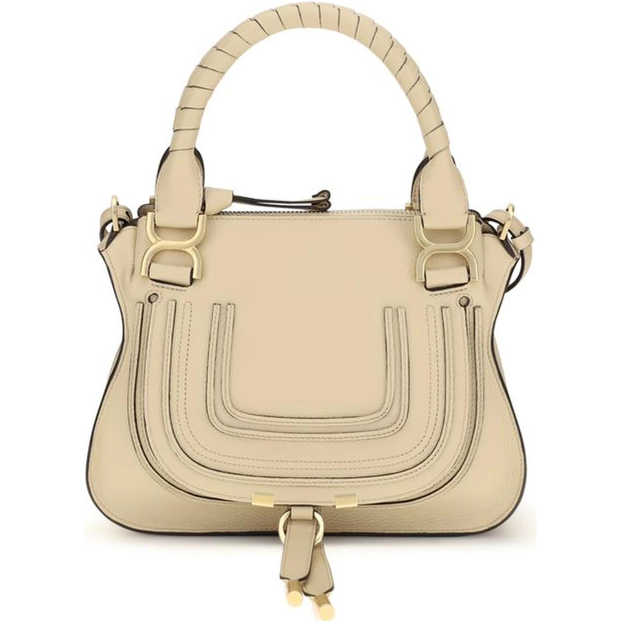 Beige Calf Leather Bos Taurus Handbag