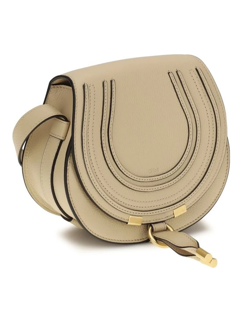Beige Calf Leather Bos Taurus Shoulder Bag