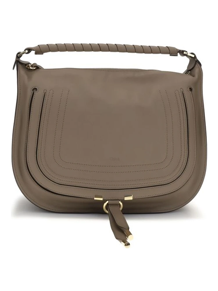 Beige Calf Leather Bos Taurus Shoulder Bag