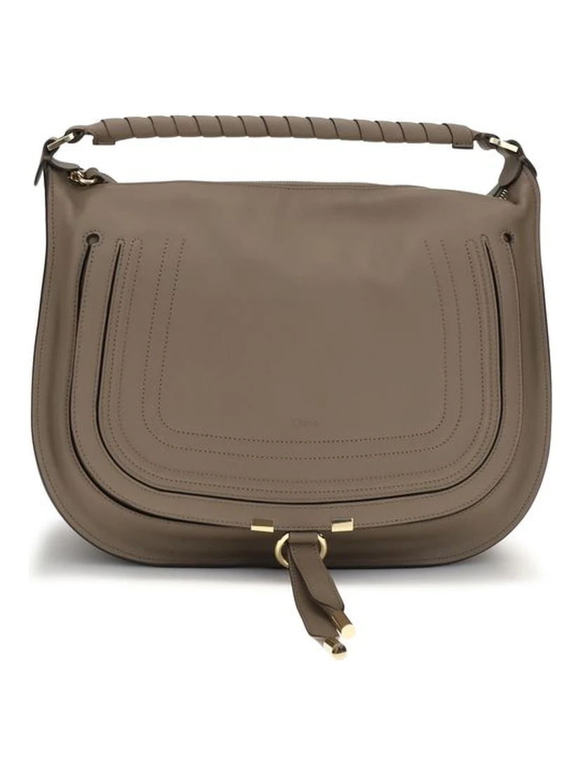 Beige Calf Leather Bos Taurus Shoulder Bag