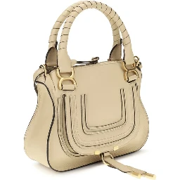 Beige Calf Leather Bos Taurus Handbag