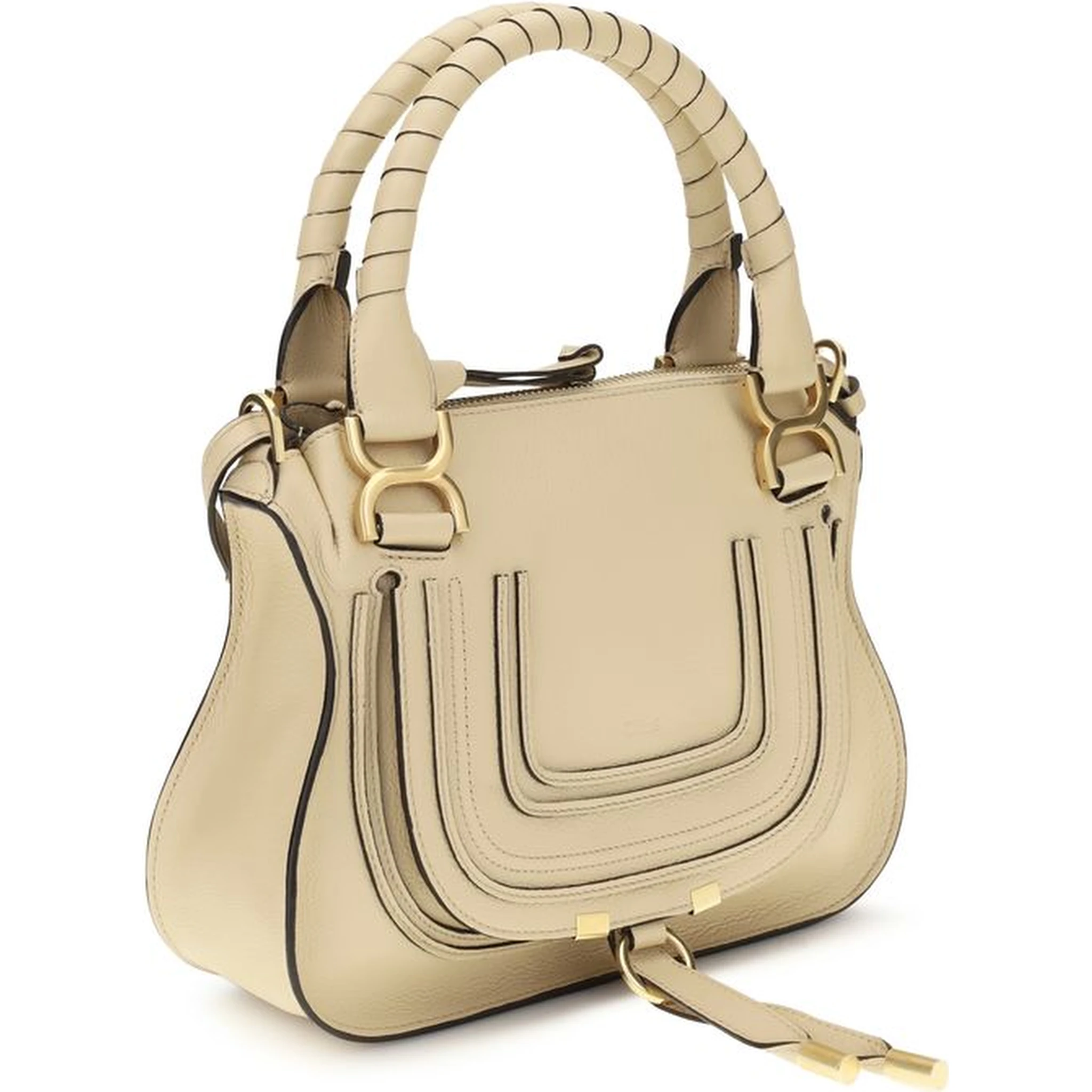 Beige Calf Leather Bos Taurus Handbag