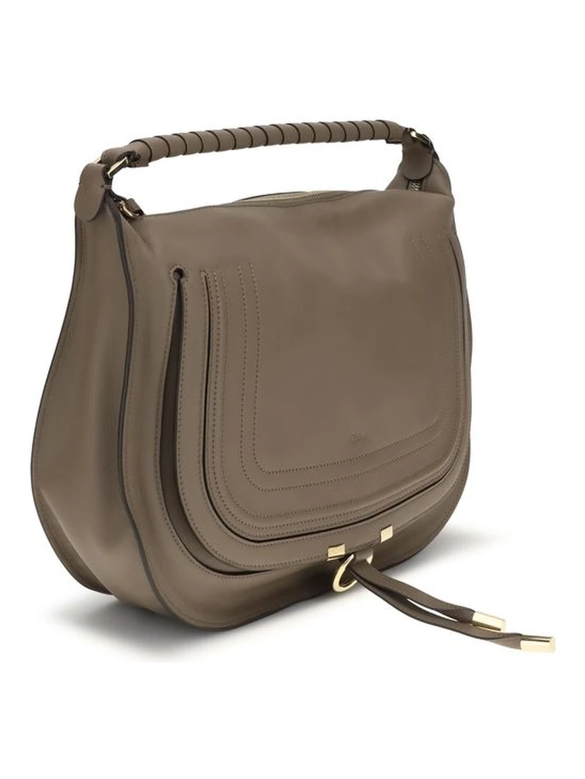 Beige Calf Leather Bos Taurus Shoulder Bag