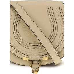 Beige Calf Leather Bos Taurus Shoulder Bag