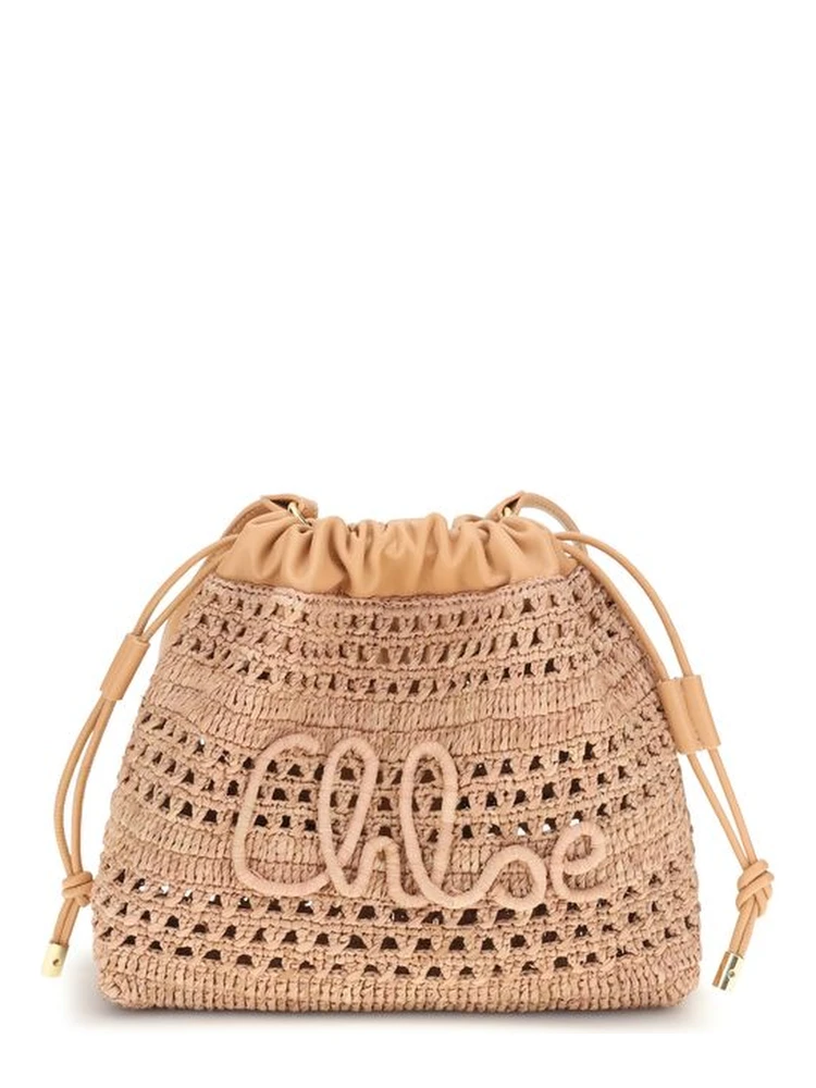 Beige Raffia Shoulder Bag