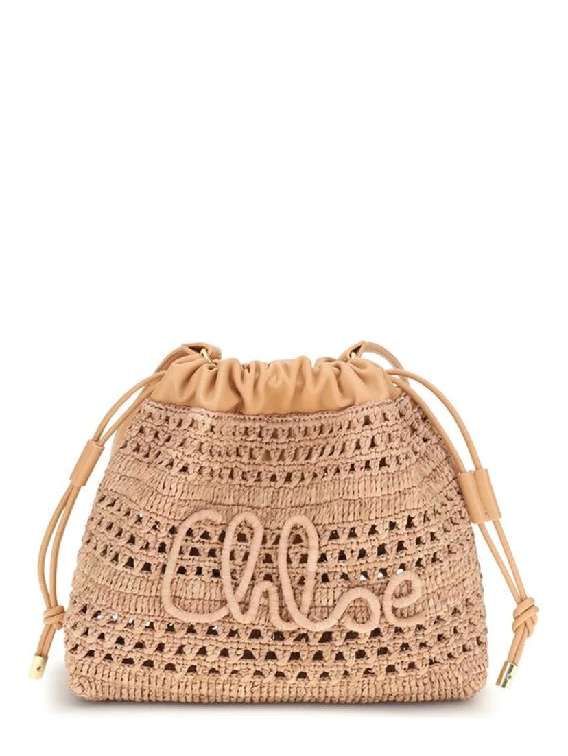 Beige Raffia Shoulder Bag