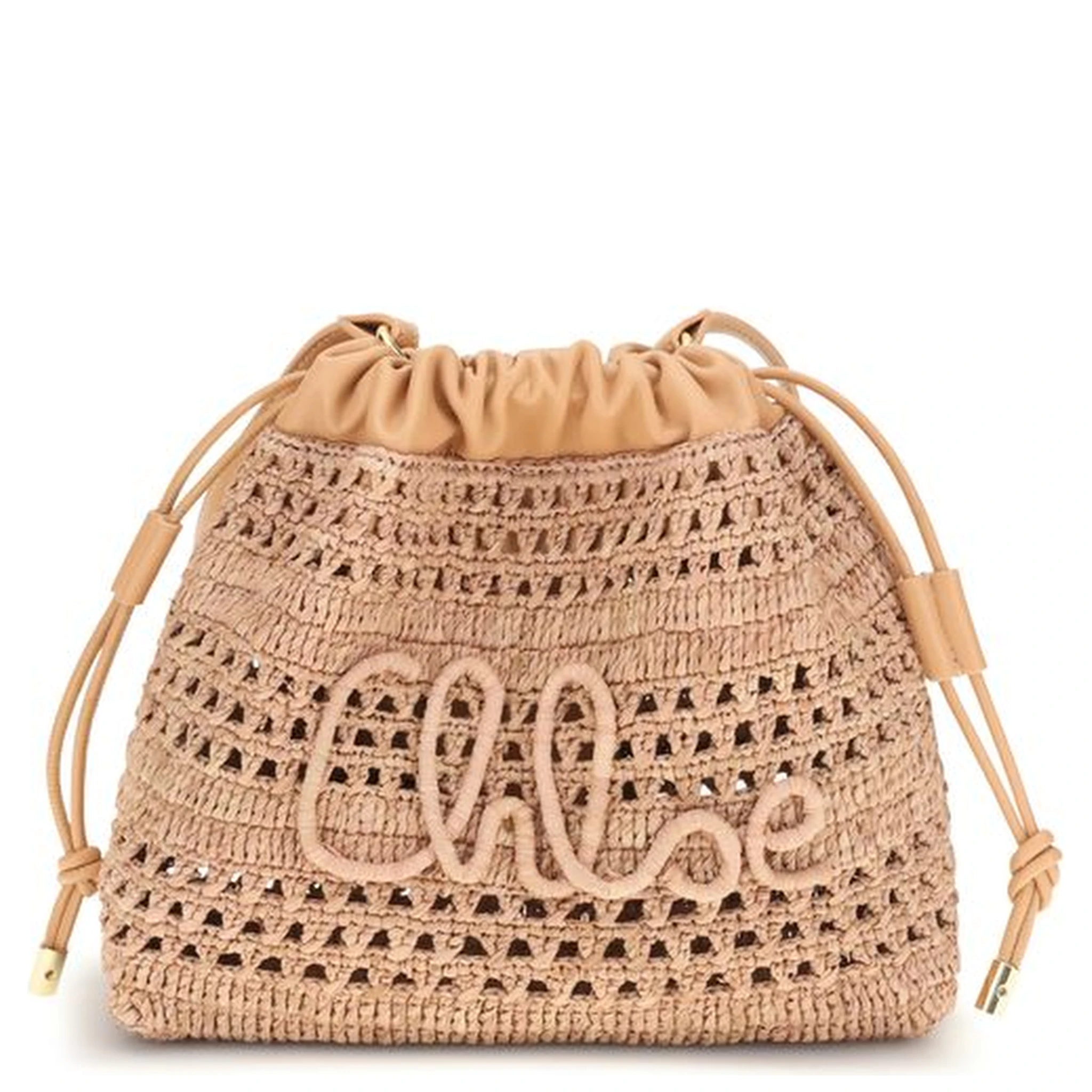 Beige Raffia Shoulder Bag