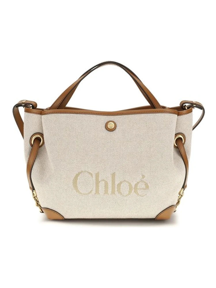 Beige Fabric Handbag