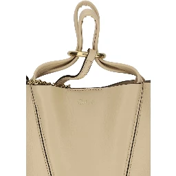 Beige Calf Leather Bos Taurus Shoulder Bag