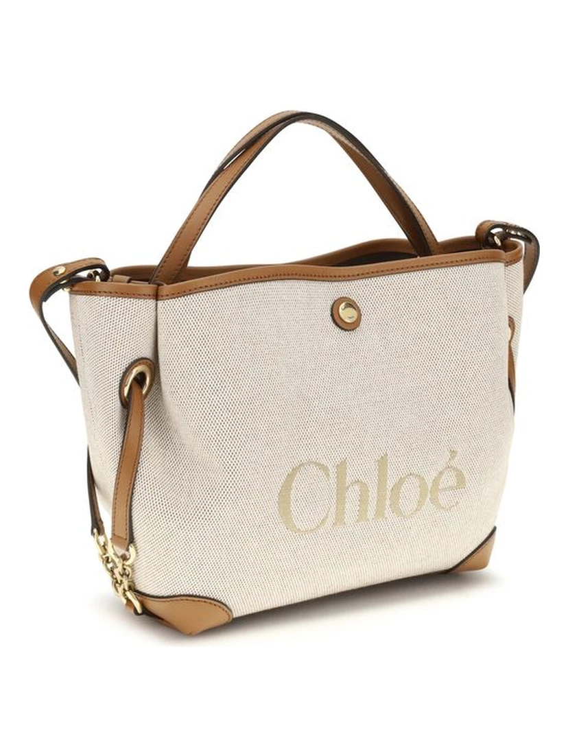 Beige Fabric Handbag