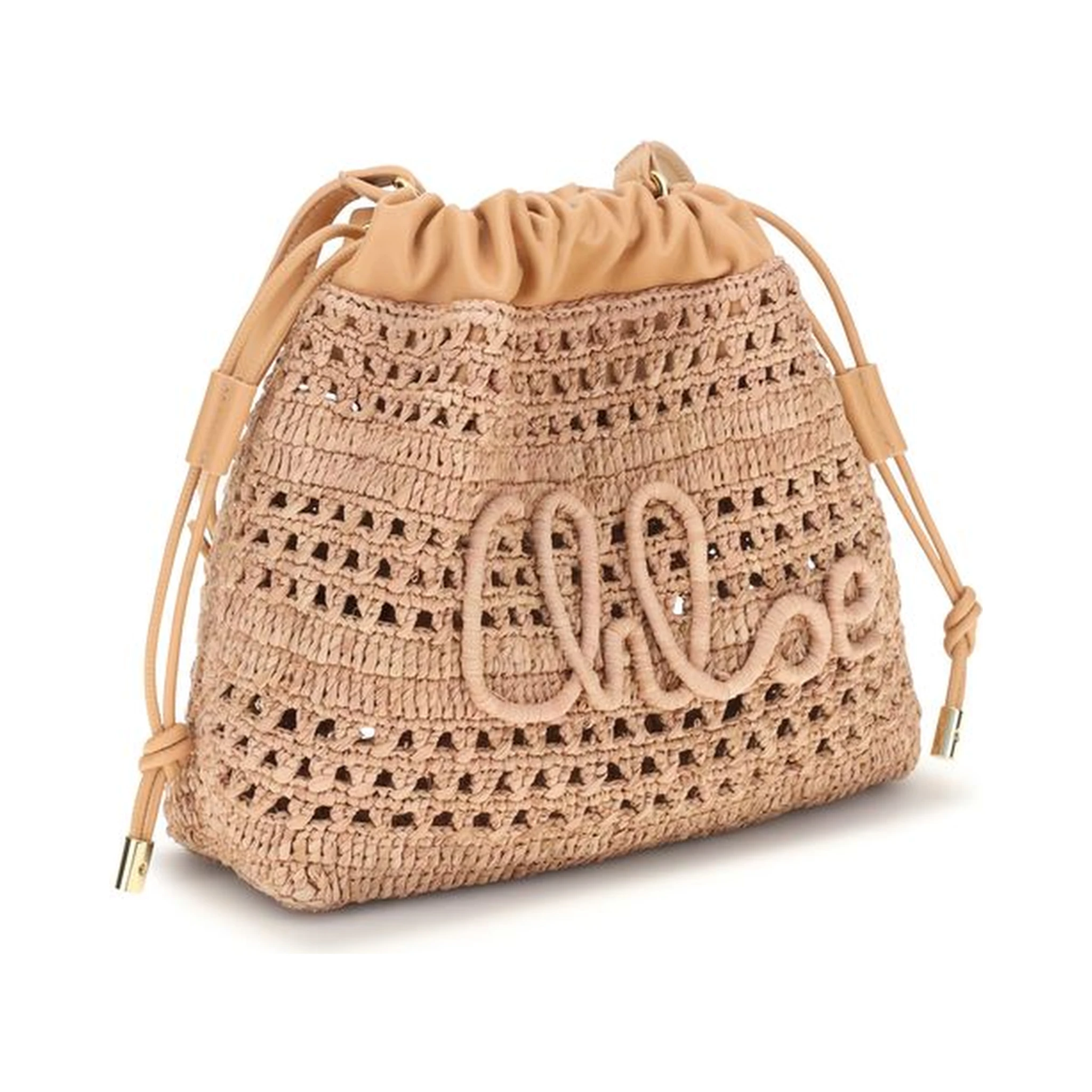 Beige Raffia Shoulder Bag
