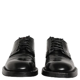 Black Leather Lace Up Derby Dress Men Shoes