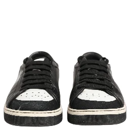 Black Leather Crown Milano Men Sneakers Shoes