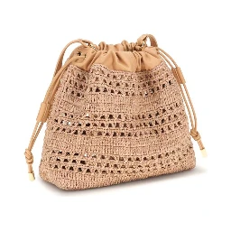 Beige Raffia Shoulder Bag