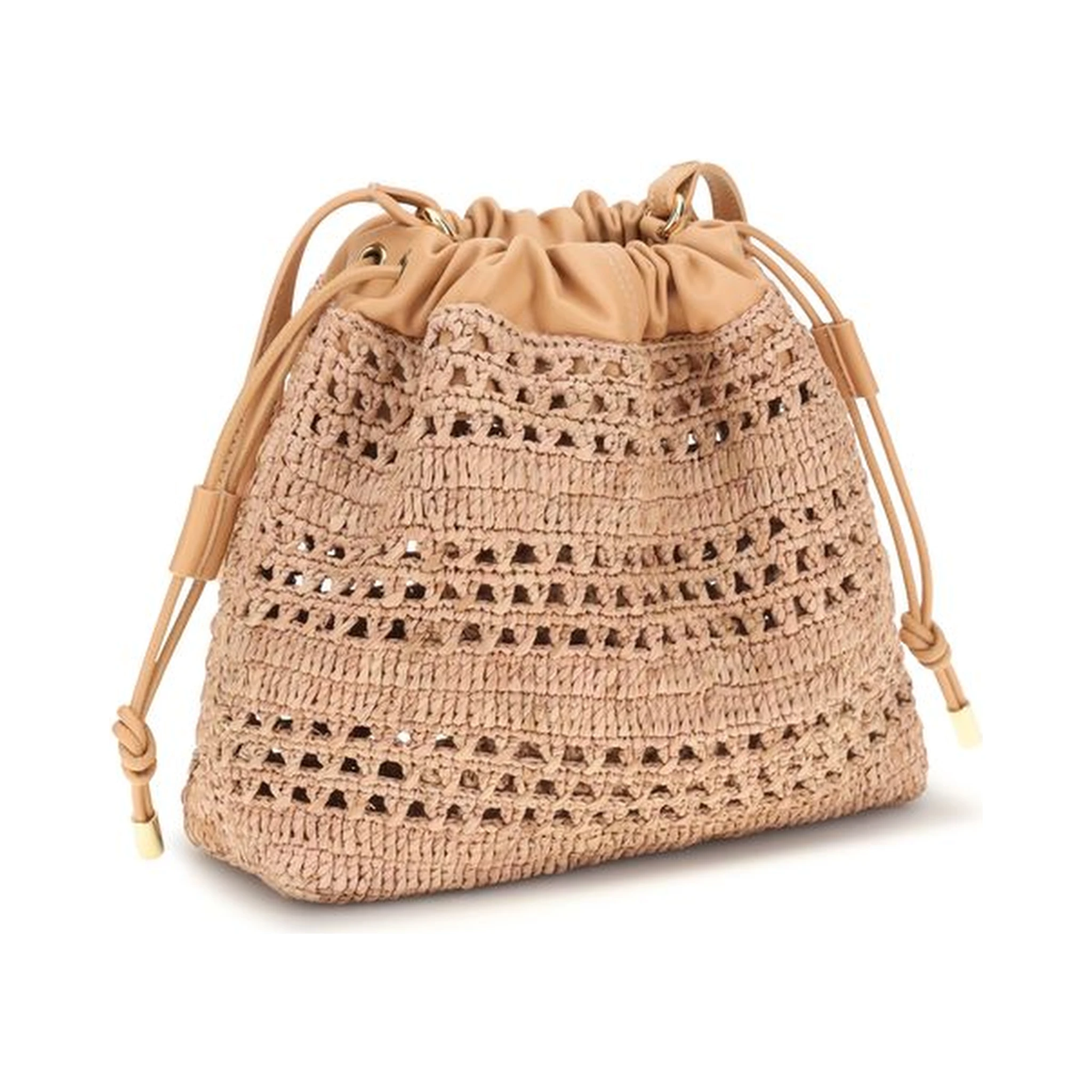Beige Raffia Shoulder Bag