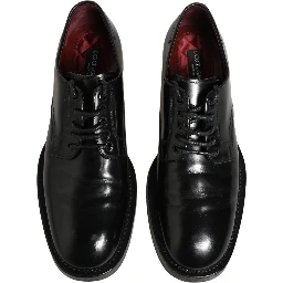 Black Leather Lace Up Derby Dress Men Shoes