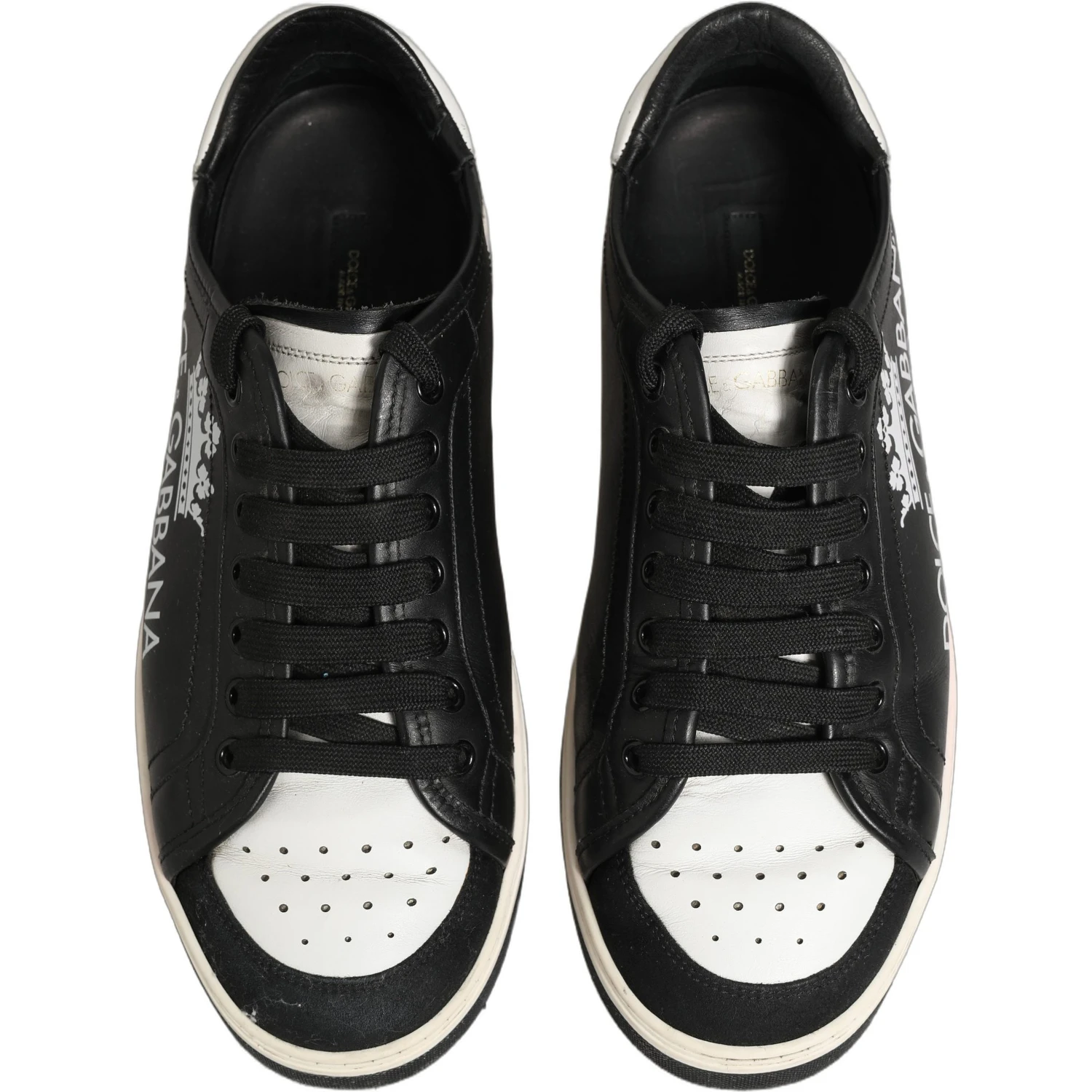 Black Leather Crown Milano Men Sneakers Shoes