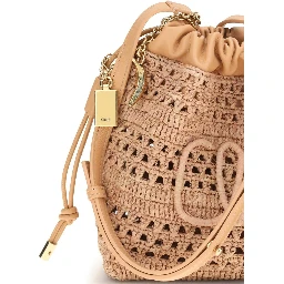 Beige Raffia Shoulder Bag