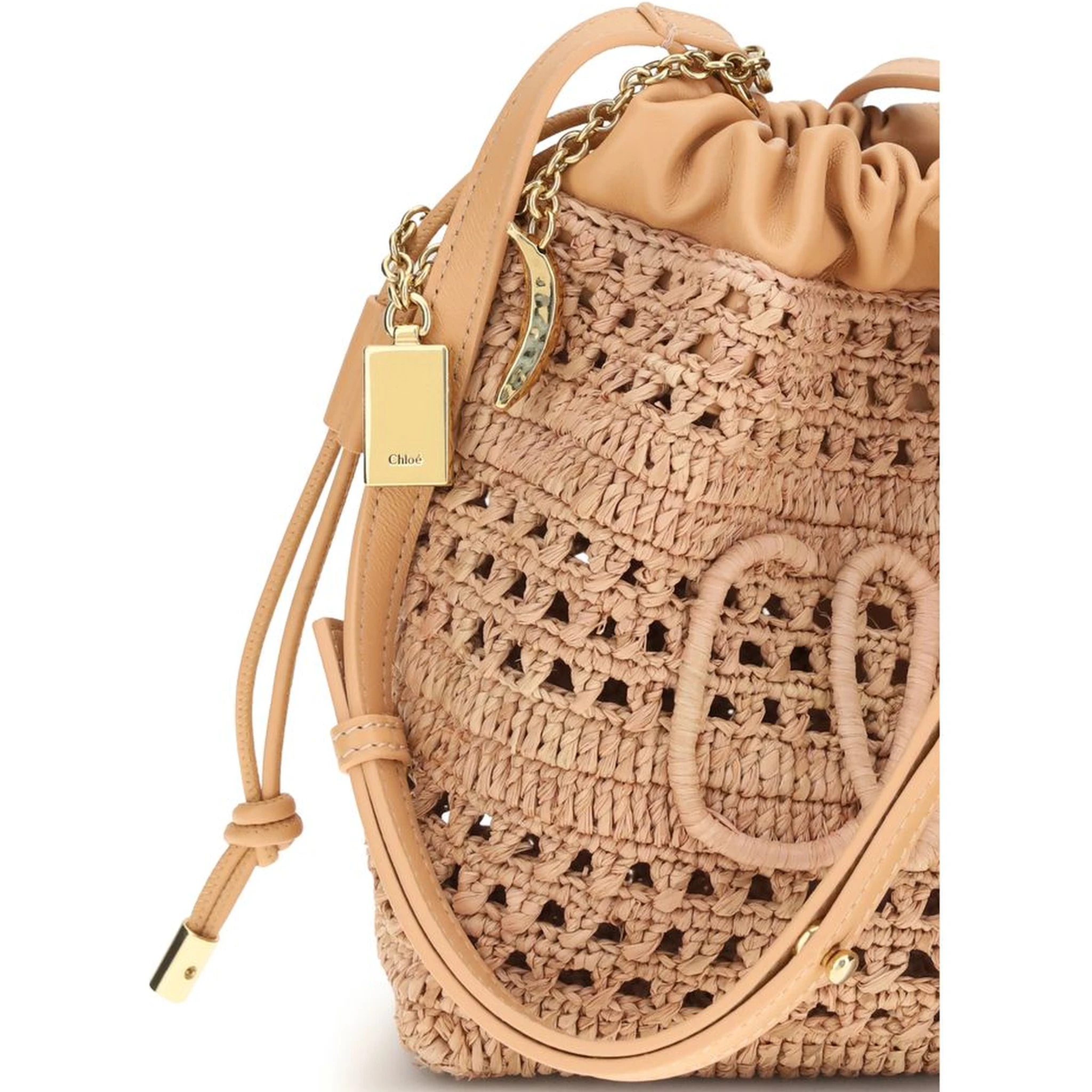 Beige Raffia Shoulder Bag