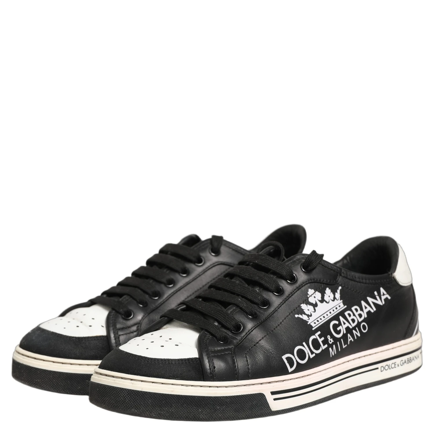 Black Leather Crown Milano Men Sneakers Shoes