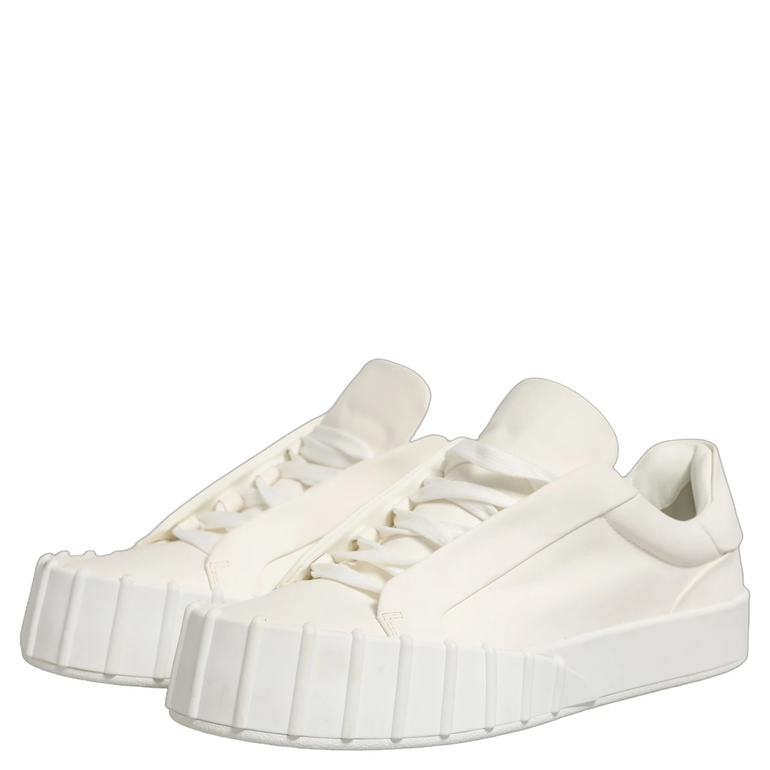 White Leather Low Top Lace Up Sneakers Shoes