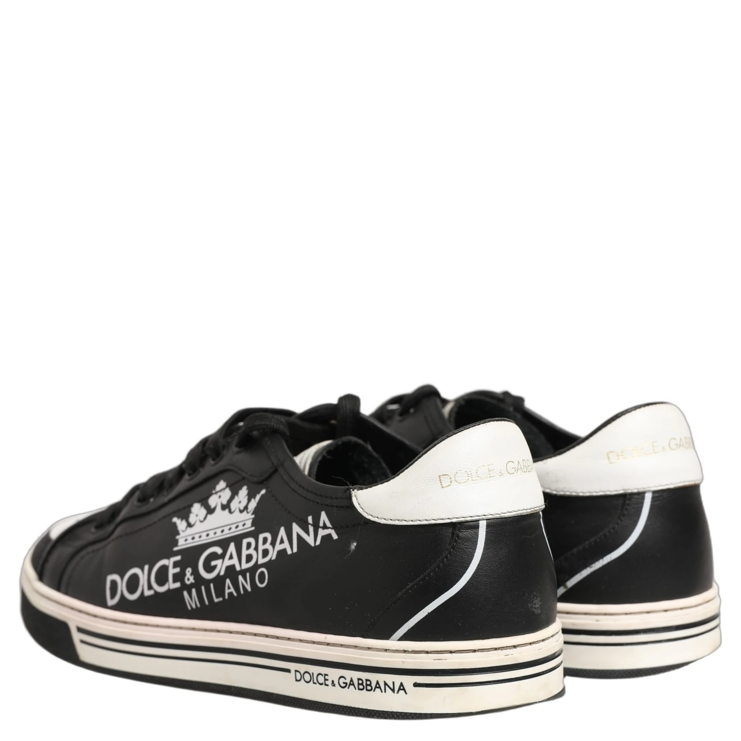 Black Leather Crown Milano Men Sneakers Shoes