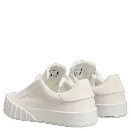 White Leather Low Top Lace Up Sneakers Shoes