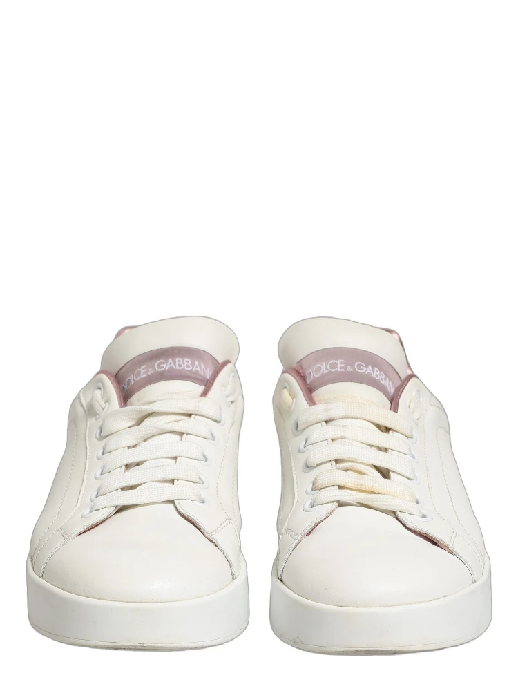 White Pink Leather Low Top Sneakers Shoes alternative